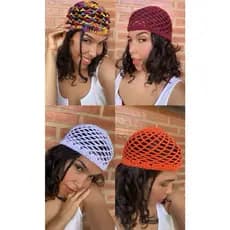 Touquinha de Crochê Redinha VARIAS CORES – Headpiece de Crochê Estilo Boho Chic, Touca Verão Feita à Mão Fio Algodão