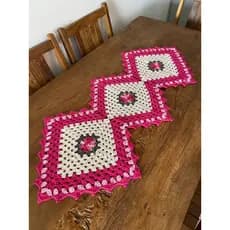 Caminho de Mesa de Crochê Rosa 1mx45cm Trilho Centro Toalha de Mesa Square Losango, Feito à Mão em Barbante