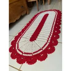 Tapete de Crochê Vermelho Ruby (1.20x52) Trilho, Passadeira, Caminho de Mesa Vermelho Tapete Quarto Inverno