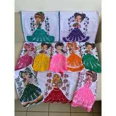 KIT REVENDA 6 ou 12 Panos de Prato Boneca Saia de Crochê ATACADO – CORES VARIADAS Pano Baiana Baianinha Decorada