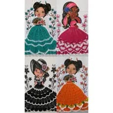 Pano de Prato Boneca Saia de Crochê – Pano Decorativo, Pano Bonequinha Baianinha Vestido de Crochê
