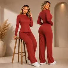 Conjunto Feminino mais vendido Lanzinha blusa despojada calça Bolso Casual Outono Inverno