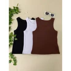kit 3 blusas regata feminina básica americana verão blogueira estilosa tendencia  dia  a dia