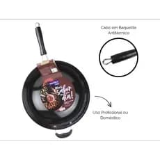 Panela Wok Antiaderente Fratelli Inox Profissional Preta 34cm