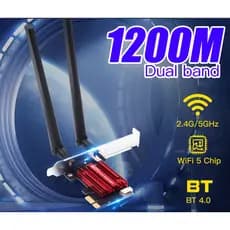Fenvi Placa Adaptadora Wi-Fi 5GHz e Bluetooth 4.0 PCIe AC1200 - Conexão Rápida e Estável