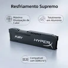 Dissipador de Calor para Memória DDR2, DDR3, DDR4 e DDR5 em alumínio - preto
