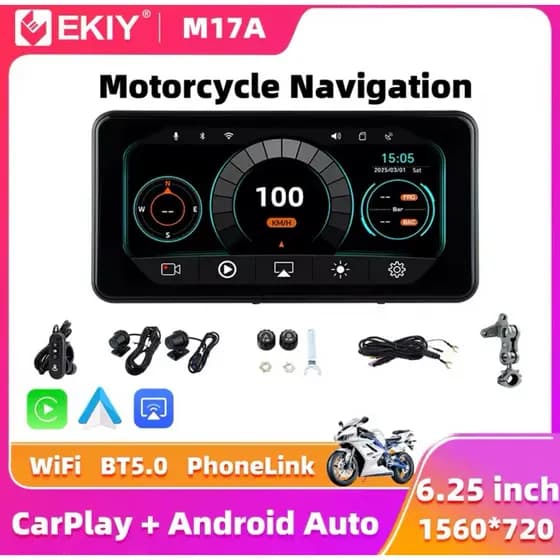 Central Multimídia para Moto EKIY M17A + Câmera + Sensor TPMS + Controle