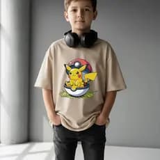 Camiseta Infantil Unissex Masculina Anime Desenho Pokemon Pikachu 100% algodão Muito Macia e Confortável