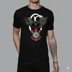 Camiseta Básica e Plus Size Timão Corinthians Gavião Unissex Fiel - 100% Algodão