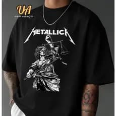 Camiseta Banda Metalica Rock N' Roll Masculina Unissex Rock 100% Algodão Super Macia e Confortável
