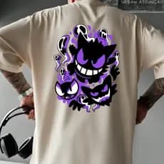 Camiseta Unissex T-Shirt e Plus Size Oversized Gengar Pokémon Streetwear Algodão Premium