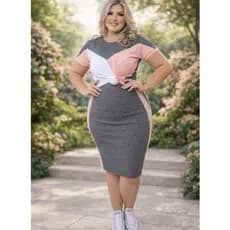 Conjunto Plus Size Feminino Saia Midi E Blusa Manga Curta Moda Evangélica Cristã Gospel