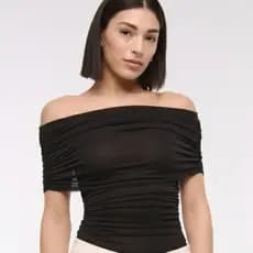 Body de Tule Feminino Ombro a Ombro Elegante e Sofisticado Simone