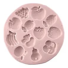Forma Molde Silicone Biscuit Mini Frutas 12 Cav