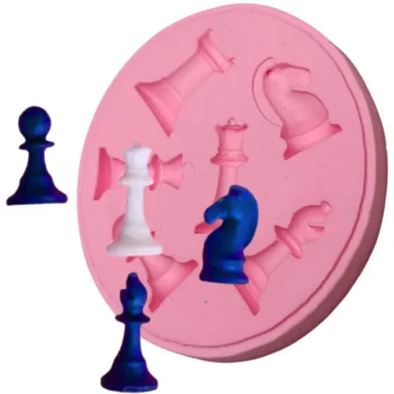 Forma Molde Silicone Biscuit Mini Jogo Xadrez 6 Cav