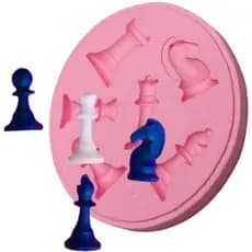 Forma Molde Silicone Biscuit Mini Jogo Xadrez 6 Cav