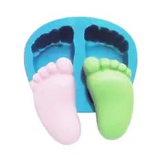 Molde Forma Silicone Sabonete - Par Pezinho Bebe M - 2 Cav