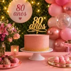 Topo Bolo Topper Acrílico Decoração Festa Anos Aniversário Espelhado Enfeite Mesa
