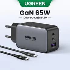 Carregador Rápido De Parede UGREEN 65W GaN Para Tablet PD 3.0 3.0 4.0 SCP PPS iPhone 15 14 13 pro Max  Plus/7 USB C