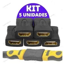 Kit 5 Adaptadores Hdmi Femea X Femea Emenda Extensor Conector De Cabo