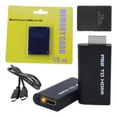 Kit Acessórios Ps2 Para Hdmi E Memory Card 16mb Com Cabo Hdmi