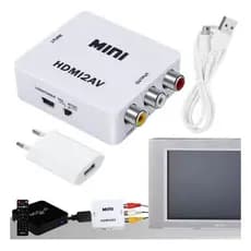Adaptador HDMI Para AV RCA Converte TV de Tubo Antiga Para Full HD Com Fonte