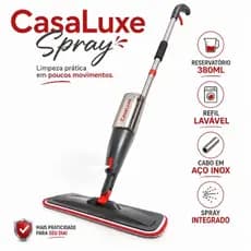 Mop Spray com Reservatório 380ml Cabo em Aço Inox Refil Microfibra Limpeza de Piso Prestige Mop