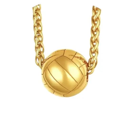 Colar Bola de vôlei aço inoxidável banhado ouro 18k