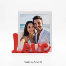 Porta Foto Amor 3D Decorativo Romântico Porta Retrato Presente Polaroid ou Fotos 10x10cm