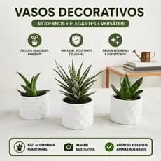 3 Vasos Decorativos Geométricos Minimalistas 3D Modernos para Sala Escritório e Mesa