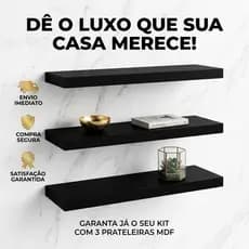 Kit 3 Prateleiras MDF 30cm Luxo Personalizadas Nichos Decorativos Parede