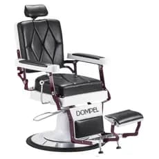 Cadeira de Barbeiro Hidráulica Reclinável Preta e Branca Base Redonda Harley Premium Dompel