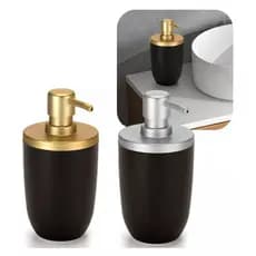 Porta Sabonete Liquido Luxo Para Lavabo Cor Preto Com Prateado