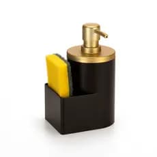 Dispenser Para Detergente E Porta Bucha Arthi 600ml Cor Preto E Dourado