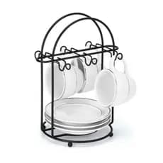 Suporte Porta Xícaras Pires De Chá Café Black Preto Cozinha Moderno