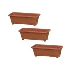 Kit 3 Vasos de Plantas Jardineira Em Plástico Decorativo Preto Marrom Branco e Cinza