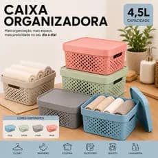 Caixa Organizadora 4,5L Multiuso Empilhável Cesto Organizador Closet Banheiro Cozinha Marca Rainha