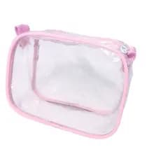 Mini Necessaire transparente e ROSA 15x12 para maquiagem - esmalte - maternidade - para viagem e multi uso