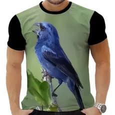 Camiseta Camisa Personalizada Animais Passaro Azulão 1_x000D_