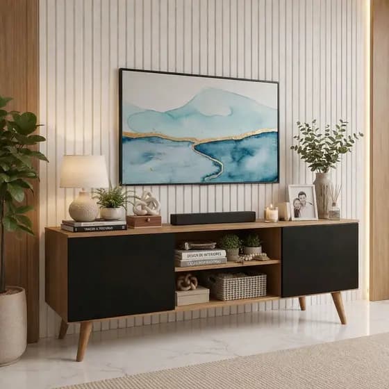 Rack TV Até 50” 120cm Com Nichos Funcionais Modernos