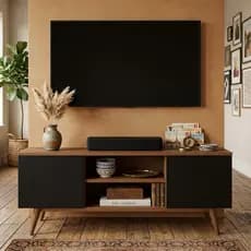 Rack Para Sala Premium 120cm Com Nichos Amplos E Portas Estilo Moderno