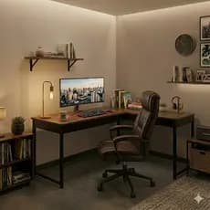 Mesa em L Design Moderno Escritório Organizado Elegante