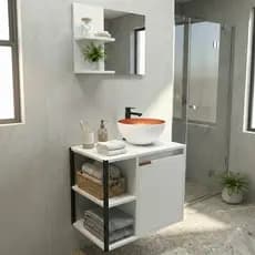 Kit Gabinete Banheiro com Cuba + Espelho Espelheira Pronto Para Instalar