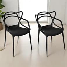 Cadeiras Allegra Empilháveis Preto Top Chairs – 1, 2 ou 4 para Jantar/Gourmet