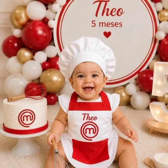 Avental Para Mesversário e Touca De Confeiteiro simples