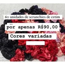 kit com 60 unidades de scrunchies de cetim *cores aleatórias*
