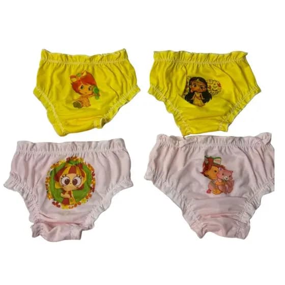 Kit com 4 Calcinhas Infantis – Estampas Divertidas e Confortáveis