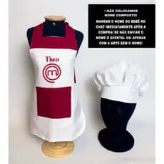 avental baby mesvesario e touca branca