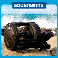 Sougayilang Carreto De Pesca Relação De Engrenagens A Tambor 3.8 : 1 De Corrico À Direita Preto Para Em Água Do Mar