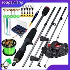 Sougayilang Conjunto De Carretel De Pesca Com 1.8 Combos De Varas 7.2 : 1 Relação Engrenagem 8 + 1BB Max Drag 10KG
